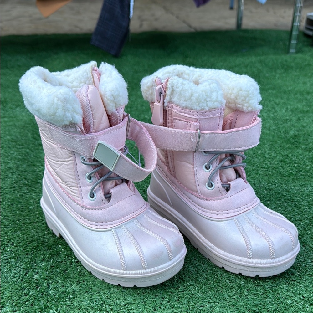 Cat & Jack Pink and Cream Winter Boots